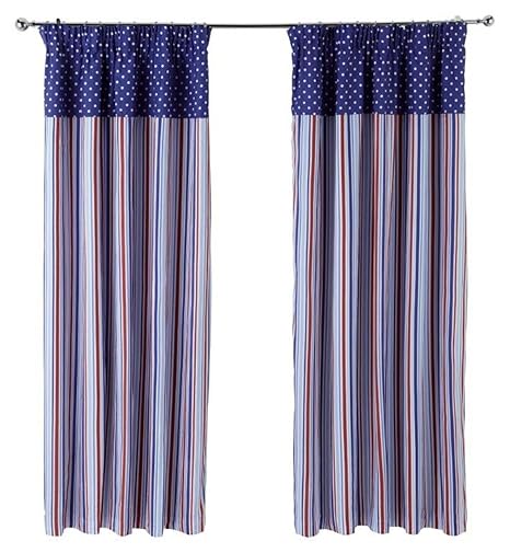 Iliv Boys Nautical Candy Stripe Lined Pencil Pleat Curtains