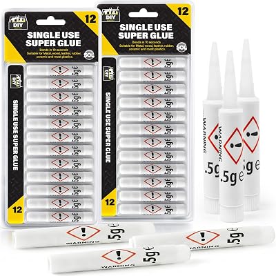 SOL 24pk Single Use Super Glue 1.5g Fast Bond Plastic Metal Leather Ceramic