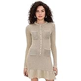 Self Portrait Women's Gold Metallic Knit Mini Dress