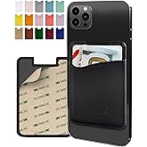 Premium Leather Phone Card Holder - Stick On Wallet for iPhone and Android Smartphones - Minimalist Style with Non-Slip Linin