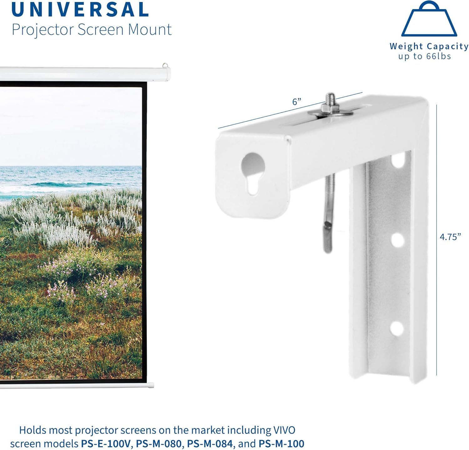 VIVO Universal Wall Hanging 6" Adjustable L-Bracket Mount Plate Hook Kit for Projector Screens (MOUNT-PS01): Electronics