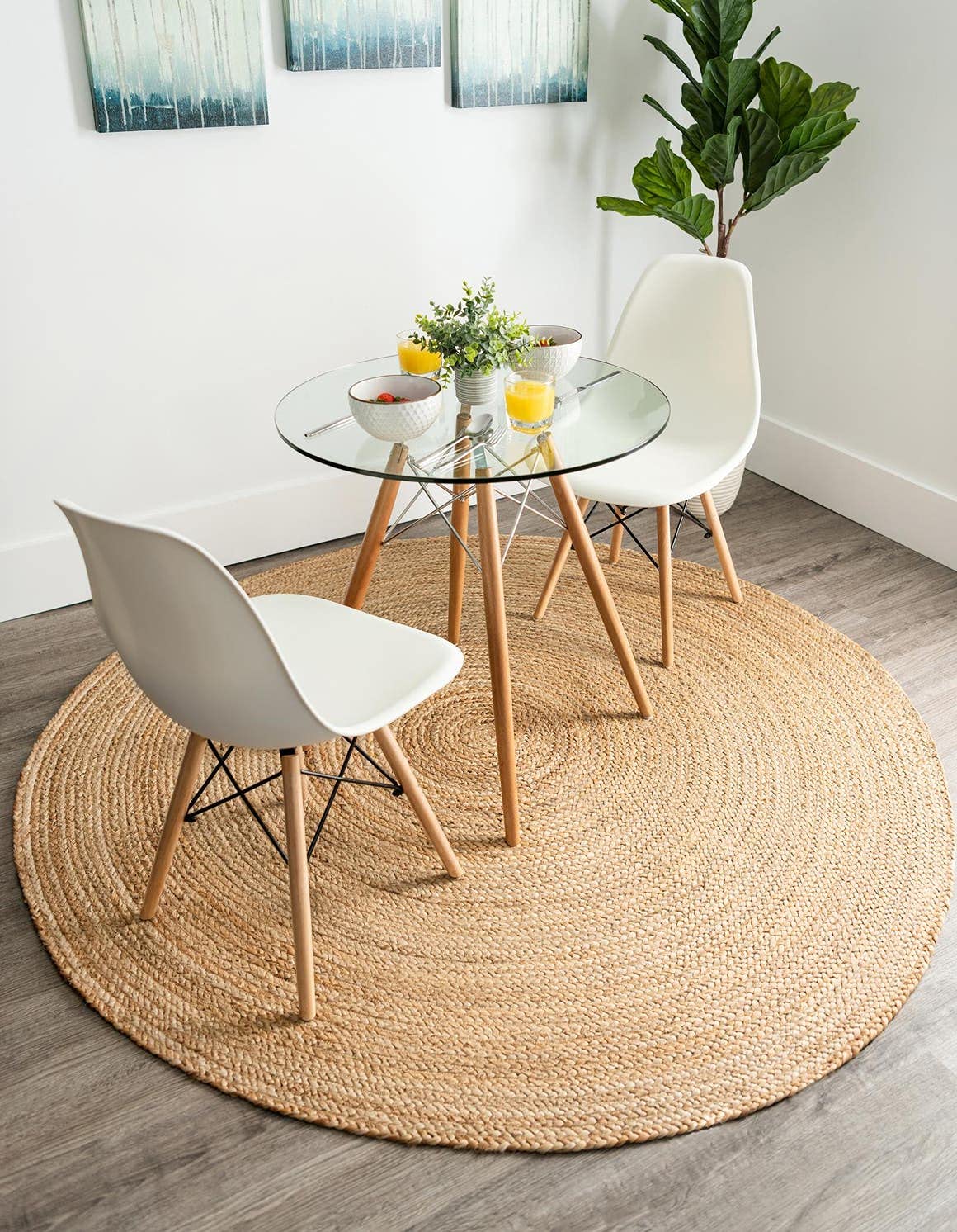 The Home TalkJute Area Rug 8 Feet Round, Handmade Natural Indoor Jute Rug for a Vintage or Farmhouse Style - Soft and Durable Material Perfect for Living Room, Bedroom, or Dining Room