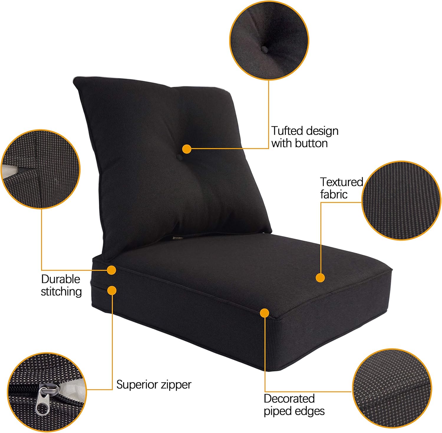 BOSSIMA Cushions for Patio Furniture, Outdoor Water Repellent Fabric, Deep Seat Pillow and High Back Design,Sliver/Light Grey: Home & Kitchen