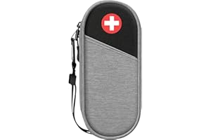 SITHON EpiPen Medical Carrying Case Insulated, Travel Medication Organizer Bag Emergency Medical Pouch Holds 2 EpiPens, Asthma Inhaler, Anti-Histamine, Auvi-Q, Allergy Medicine Essentials, Gray/Black