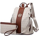 MKP COLLECTION Women Fashion Backpack Purse Multi Pockets Anti-Theft Rucksack Travel Shoulder Bag Handbag Set 2pcs