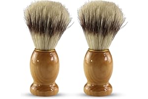 Iconikal 2-Pack Wood Handled Badger Hair Shaving Brush For Use With Aeorsol-Free Shaving Cream