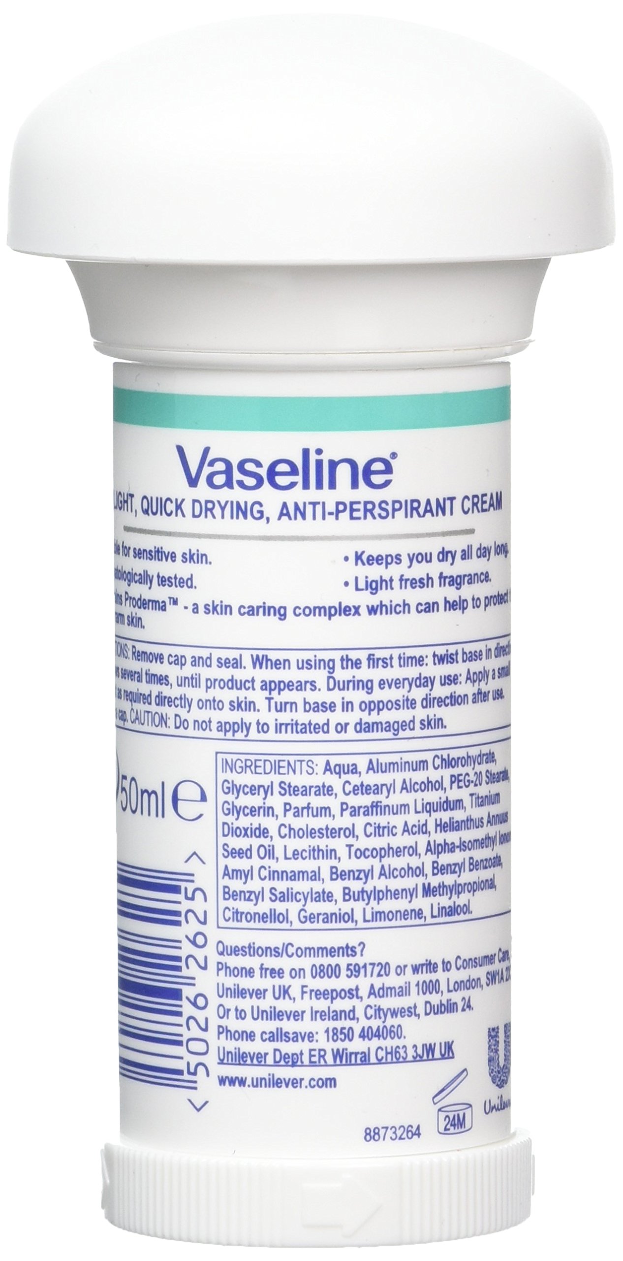 Vic Vaseline Active Fresh Cream AntiPerspirant Deodorant, 50 ml, Pack