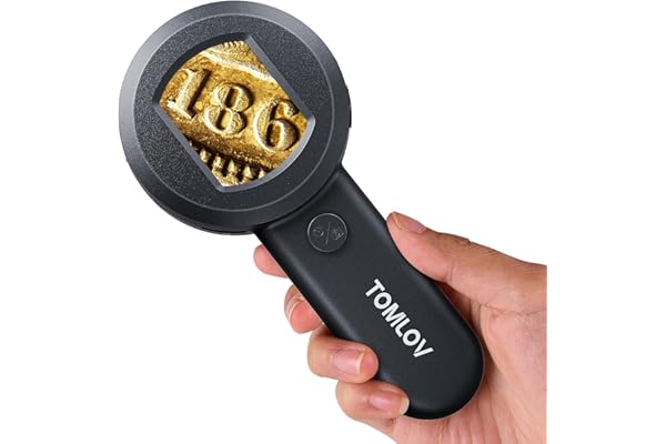 TOMLOV P10 Microscope for Adults Kids, Handheld Coin Magnifier with Light for Error Coins, Portable Trichome Magnifying Glass 100X, Collector Pocket Jewelers Loupe, Digital Microscope with 2" Screen