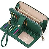 GAEKEAO Wallet for Women Clutch RFID Blocking Wristlet Leather Purse Large Capacity Credit Card Holder with Grip Hand Strap