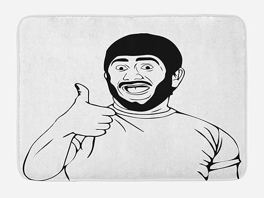 Amazon Com Ambesonne Humor Bath Mat Lol Happy Guy With Thumbs Bodily Gesture Cool Sounds Style Graphic Print Plush Bathroom Decor Mat With Non Slip Backing 29 5 X 17 5 Black And White Kitchen