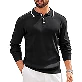 COOFANDY Mens Knit Polo Sweaters Long Sleeve Vintage Polos Casual Dress Pullover Old Money Tops