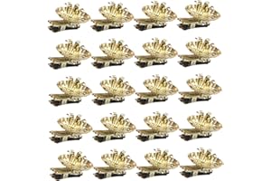 Christmas Candle Holder, 20Pcs Christmas Tree Candle Holder Flower-Shaped Gold Candle Holders with Clip Metal Christmas Candl