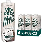 Vita Coco Organic Coconut Milk, Unsweetened, 33.8 Oz (Pack of 6) | Plant-Based, Dairy-Free, Unsweetened, Perfect for Smoothies, Cereal, Oatmeal, Coffee, &amp; Lattes
