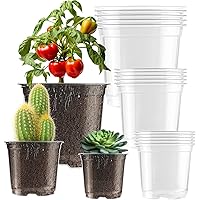 Clear Nursery Pots for Plants, 15 Pack 3.5/4/5 Inch Plastic Plant Pot with Drainage Holes High Transparency Seedling Planter