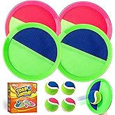 Shemira Toss and Catch Ball Game Set, Beach Pool Yard Outdoor Toys Games for Kids Ages 4-8-12, Lawn Beach Camping Outdoor Games for Adult Family, Birthday Summer Gifts for Kids, 4 Paddles 4 Balls