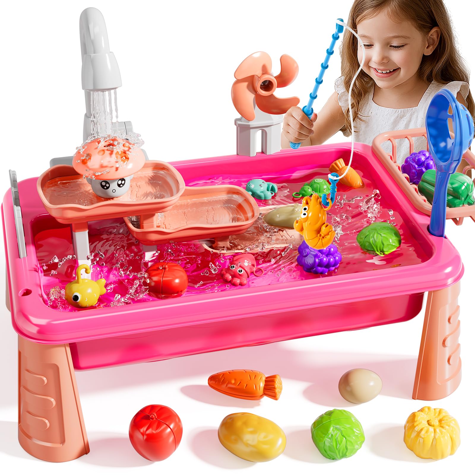 Photo 1 of NIPLOOOW Kitchen Sink Toys Toddlers 3-5, Play Sink with with Electric Water Pump, Water Table for Kids Ages 4-8, Fishing Game Outdoor Toys Pretend Role Play Toys for Boys Girls 3 4 5 6 7 8