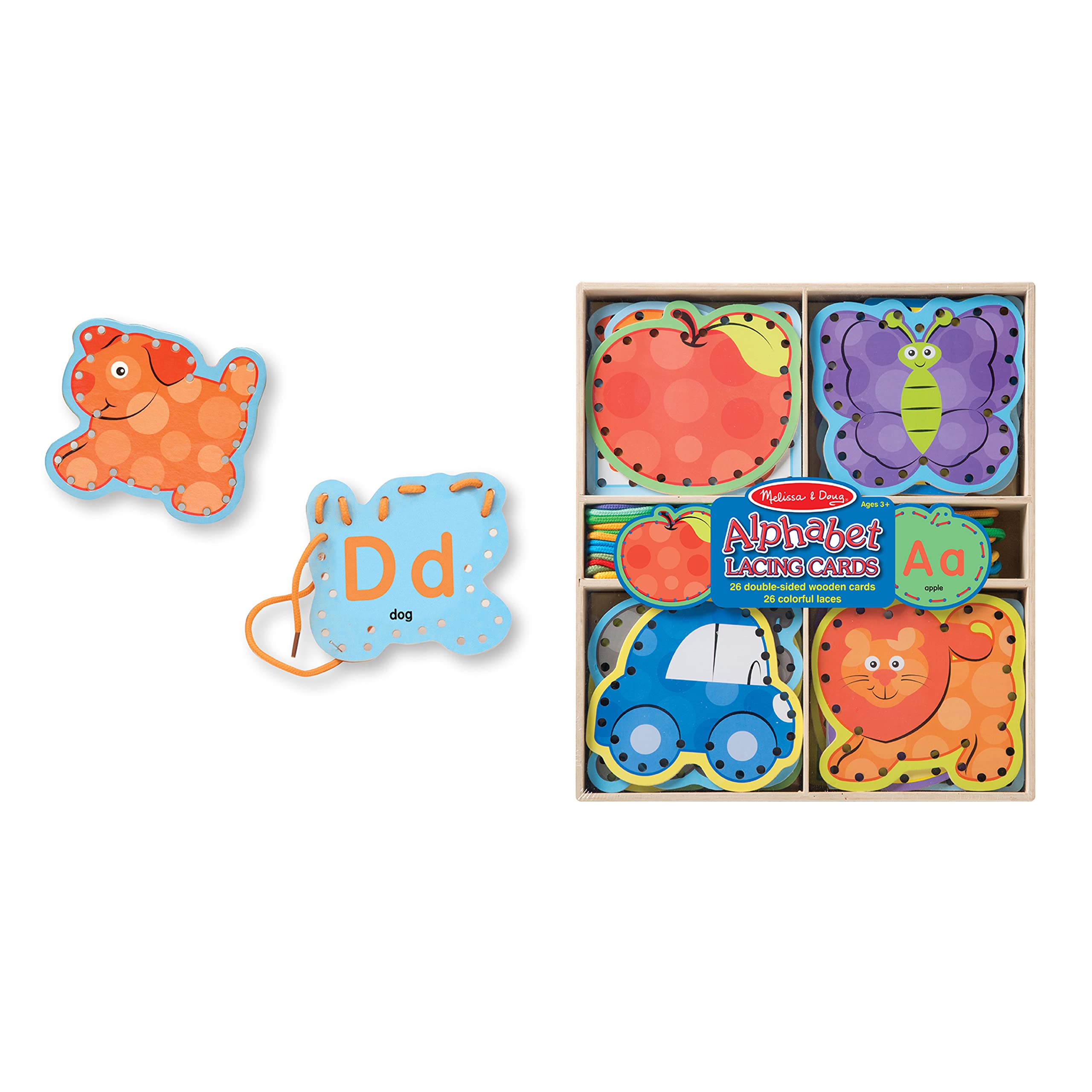 Melissa & Doug Alphabet Wooden Lacing Cards With Double-Sided Panels and Matching Laces