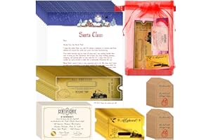 Paterr 25 Sets Christmas Polar Golden Tickets Believe Bells Gifts Christmas Party Favors Goodie Bag Stocking Stuffers Santa Sleigh Bells Train Tickets Stickers Letters Certificates Tag Organza Xmas