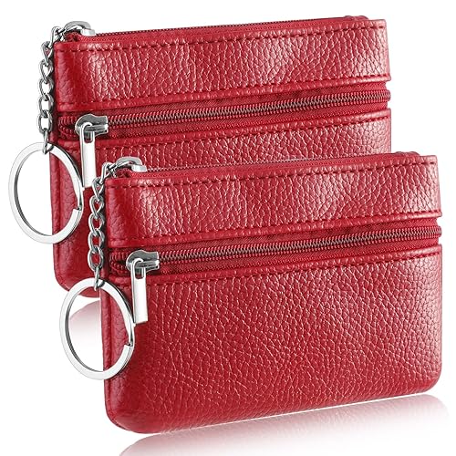 Paterr Small Leather Coin Purse for Women Keychain Coin Pouch