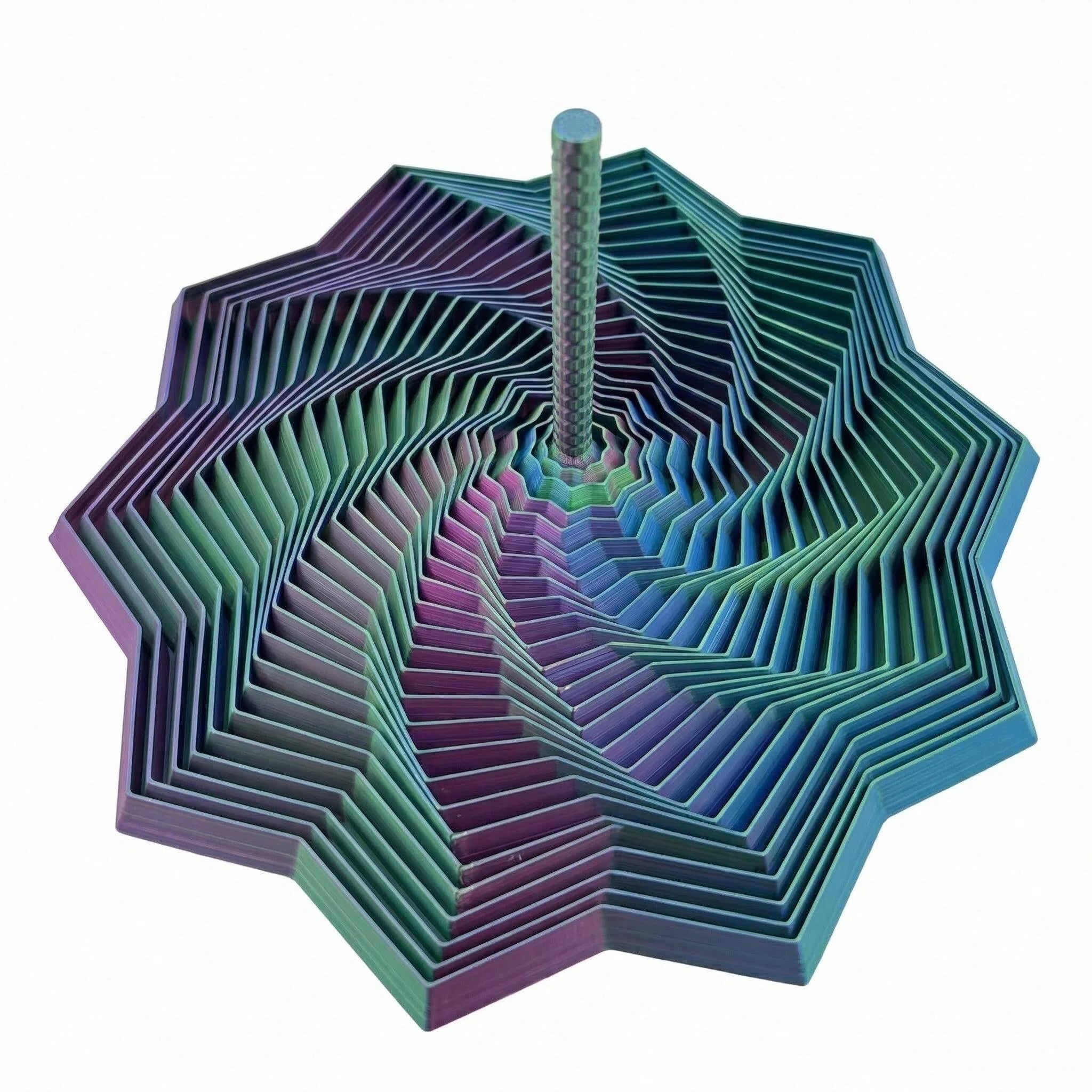 Expanded Sensory Fidget Star, 3D Printed Fidget Toys for Adults Kids, 17cm Fractal Sensory Fidget Star with Handle, Hexagon Spiral Sensory Toy for Stress Relief