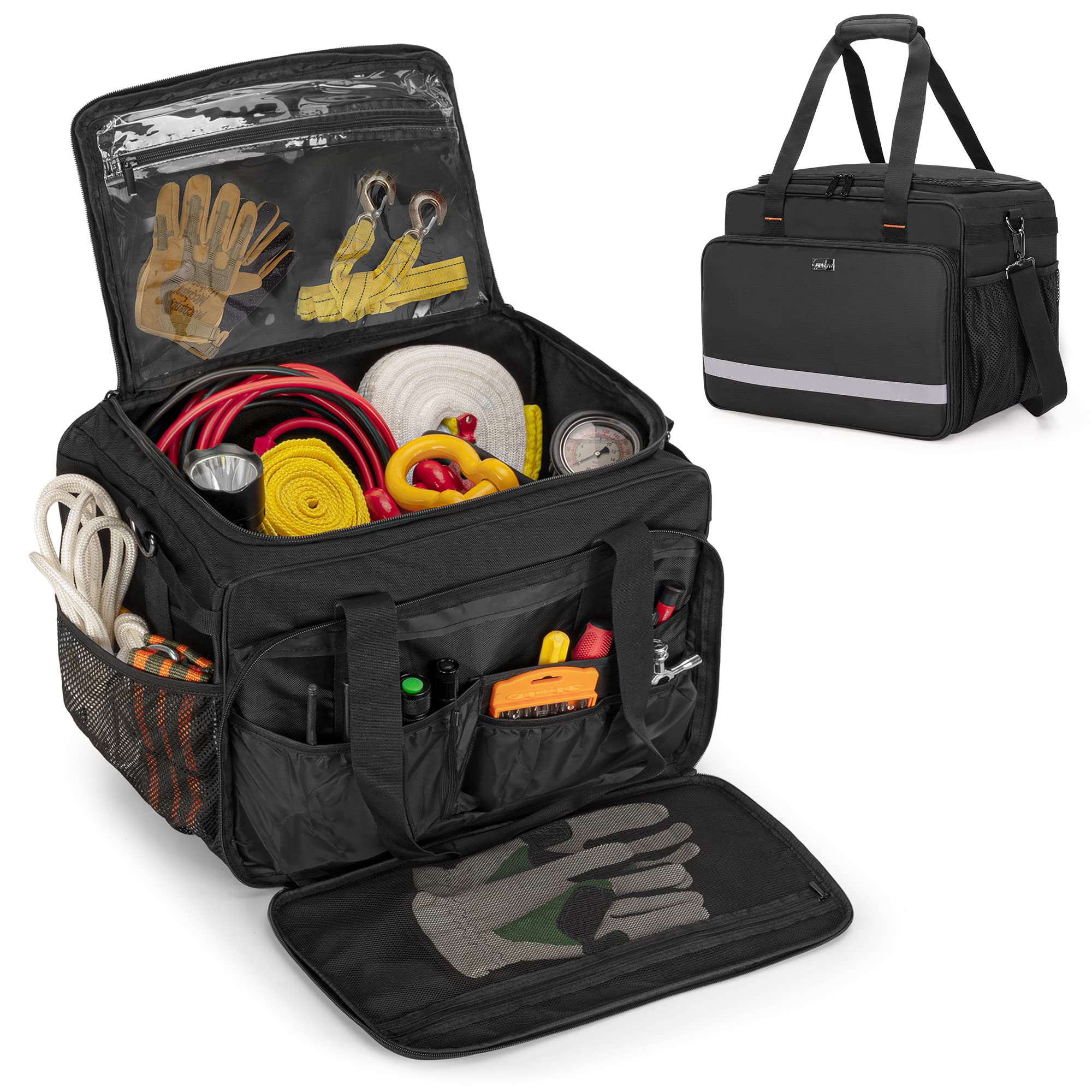 Photo 1 of samdew Large Recovery Gear Bag, Recovery Equipment Bag for Offroad Gear Kit, Recovery Gear Box for Tire Repair Tools, Bag for Tow Straps, Shackles & Towing Accessories for Vehicle or Trucks, Bag Only