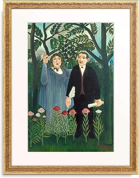 Amazon アンリ ルソー Henri Julien Felix Rousseau 詩人に霊感を与えるミューズ The Muse Inspiring The Poet Guillaume Apollinaire 1909 額装アート作品 アートフレーム ポスター オンライン通販