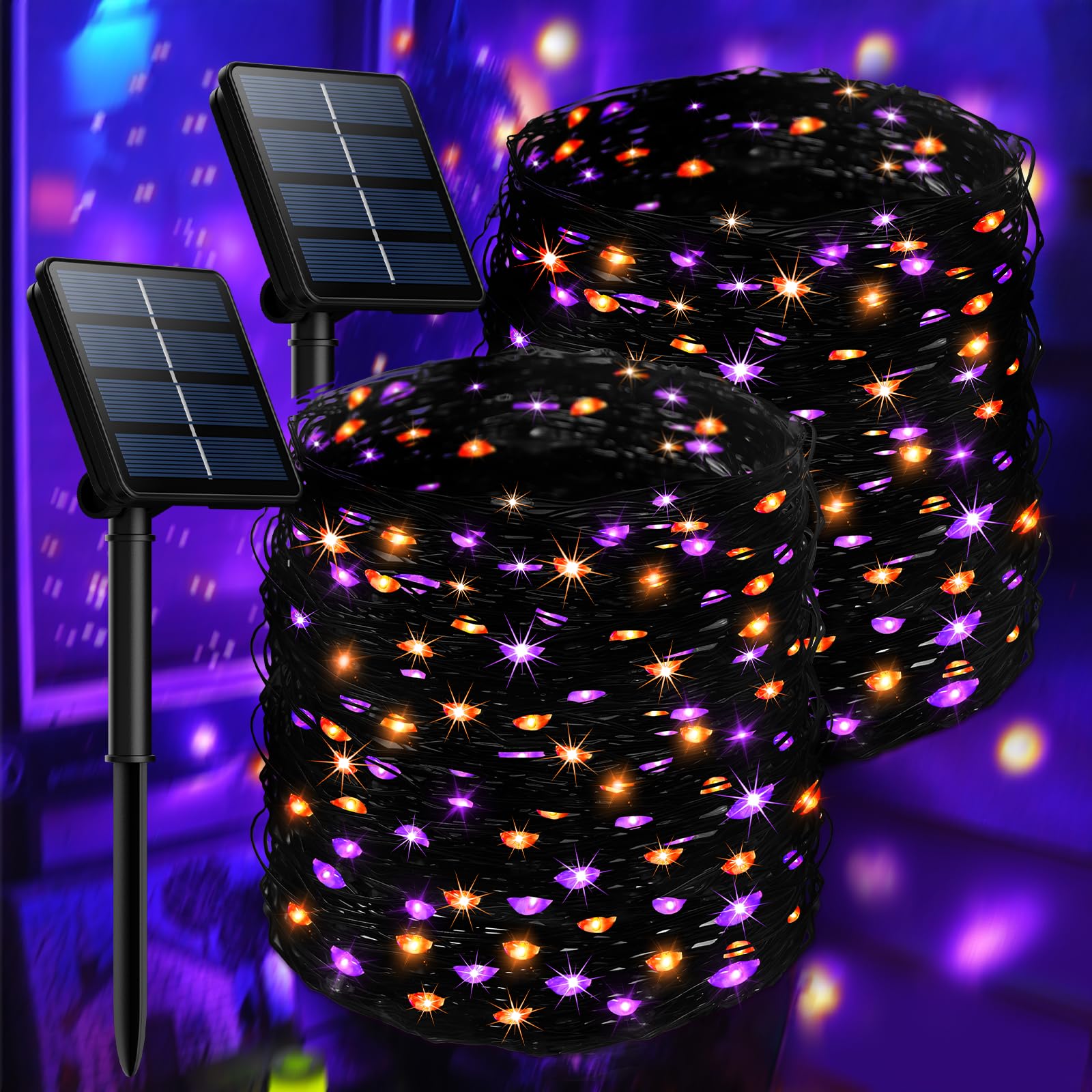 Photo 1 of 2-Pack 400LED Solar Halloween Lights?Orange& Purple String Lights?Solar Fairy Lights with 8 Modes, Halloween Lights Outdoor Waterproof for Bedroom Patio Garden Party Yard Decoration