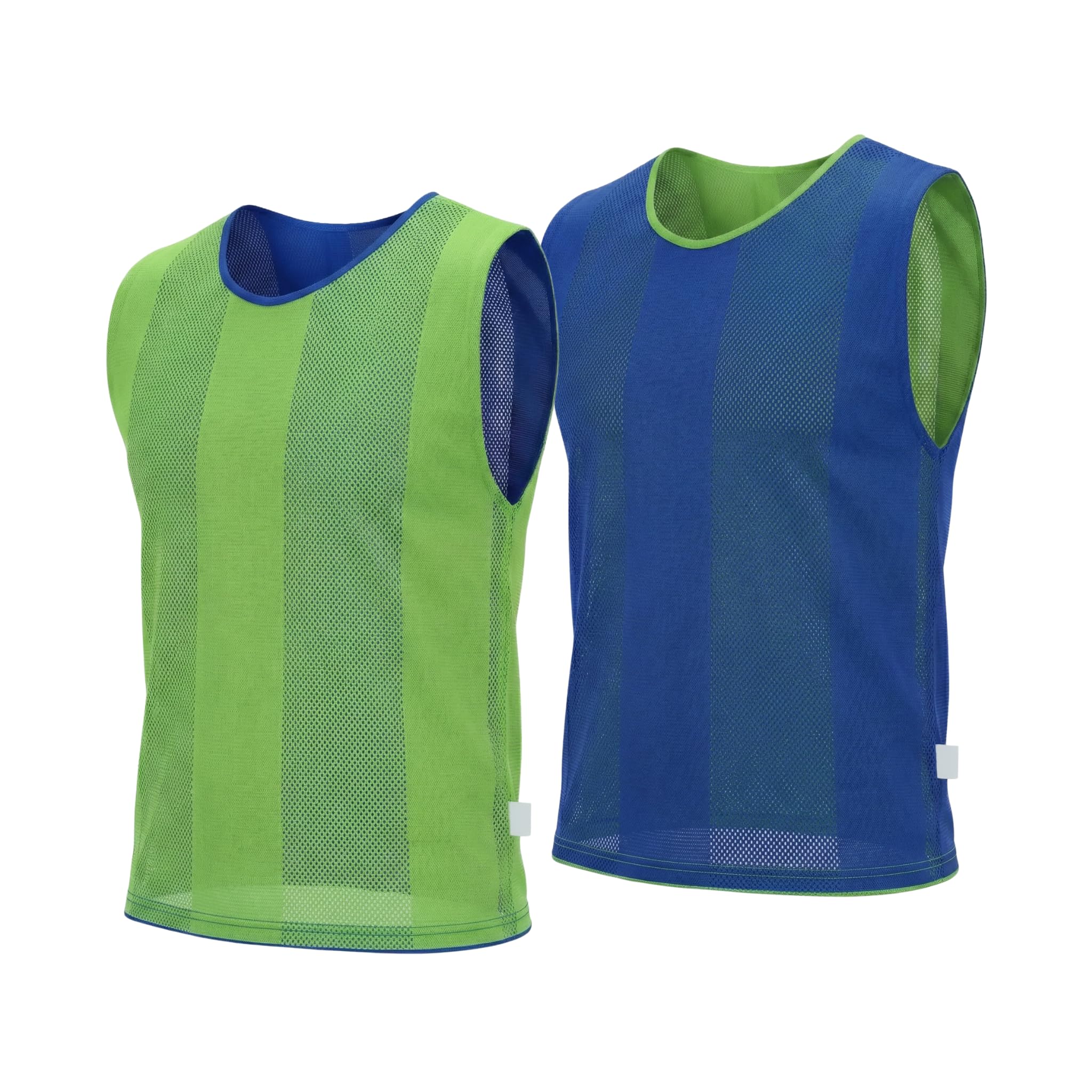 Sterling Sports 10 X Pack Football Training Bibs with Double Sided - Quick Dry Training Bibs For Football, Soccer, Cricket, Hockey & Basketball (Green/Royal Blue, Junior (7 to 12 years old))