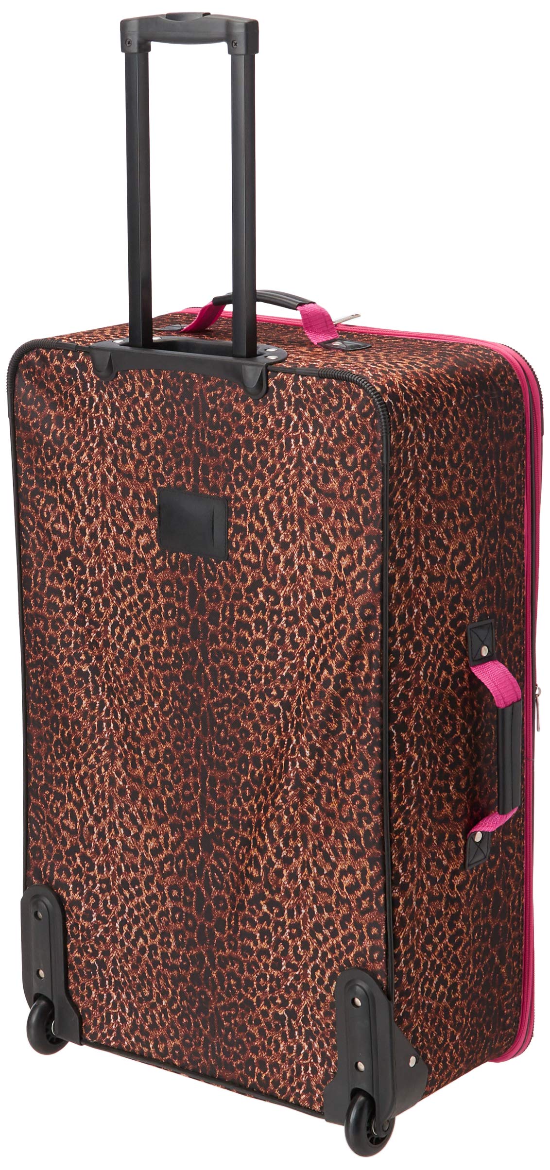 Rockland Vara Fashion Softside Expandable Upright Luggage, PINKLEOPARD, 3-Piece Set (20/22/28)