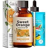 Gya Labs Orange Essential Oil for Diffuser & Skin - Huge 4 Fl Oz - 100% Pure Natural Orange Oil for Massage & Face - Sweet Or