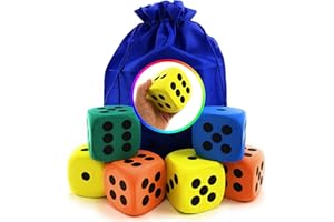 Deluxe Giant 3.15" EVA Foam Dice (Pack of 6) with Bonus Matty's Toy Stop Storage Bag