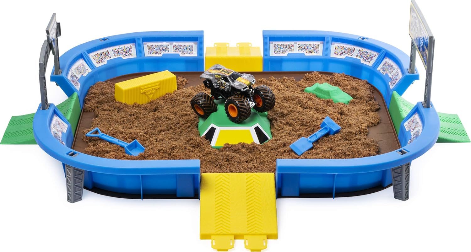 monster jam kinetic dirt arena playset