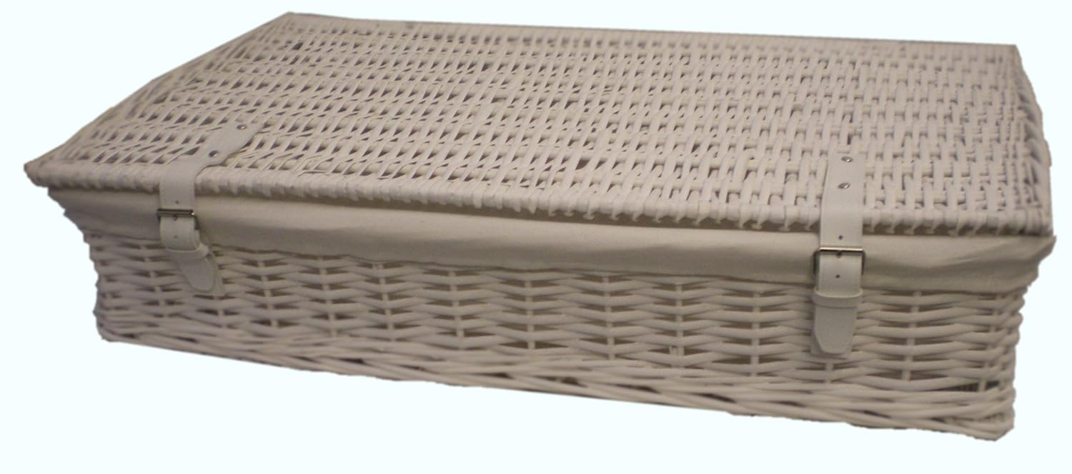 White Wicker Underbed Storage Basket Larger Size Amazon.co.uk