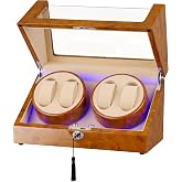 NENGKAFU 4 Watch Winder for Automatic Watches,Watch Winders | Watch Winders with Quiet Motor, LED Light, Four Rotation Modes, Soft Quality Watch Pillow, Compatible with Rolex