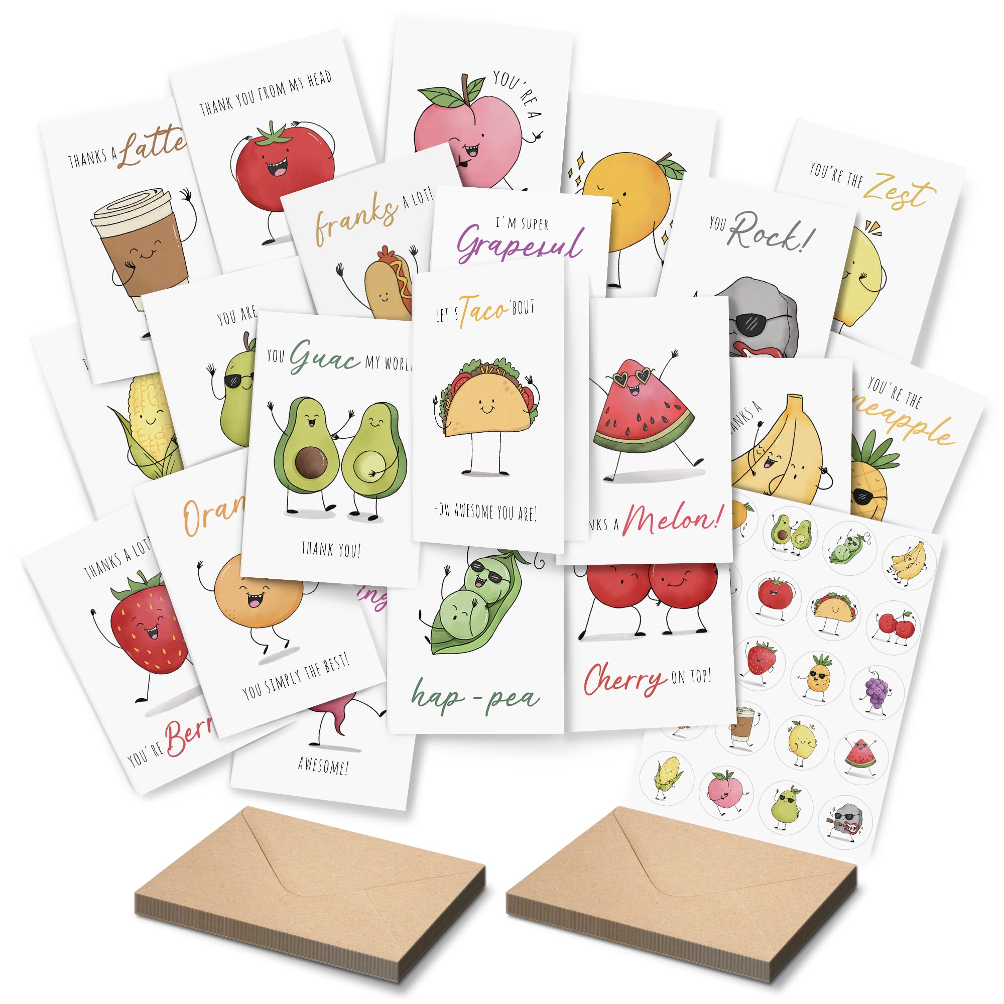 Photo 1 of Funny Thank You Cards, Teacher Appreciation Cards with Envelopes, Cute Thank You Notes for Kids Student, Set of 20 Blank Notecards with Kraft Envelopes & Matching Stickers, Graduation Gift