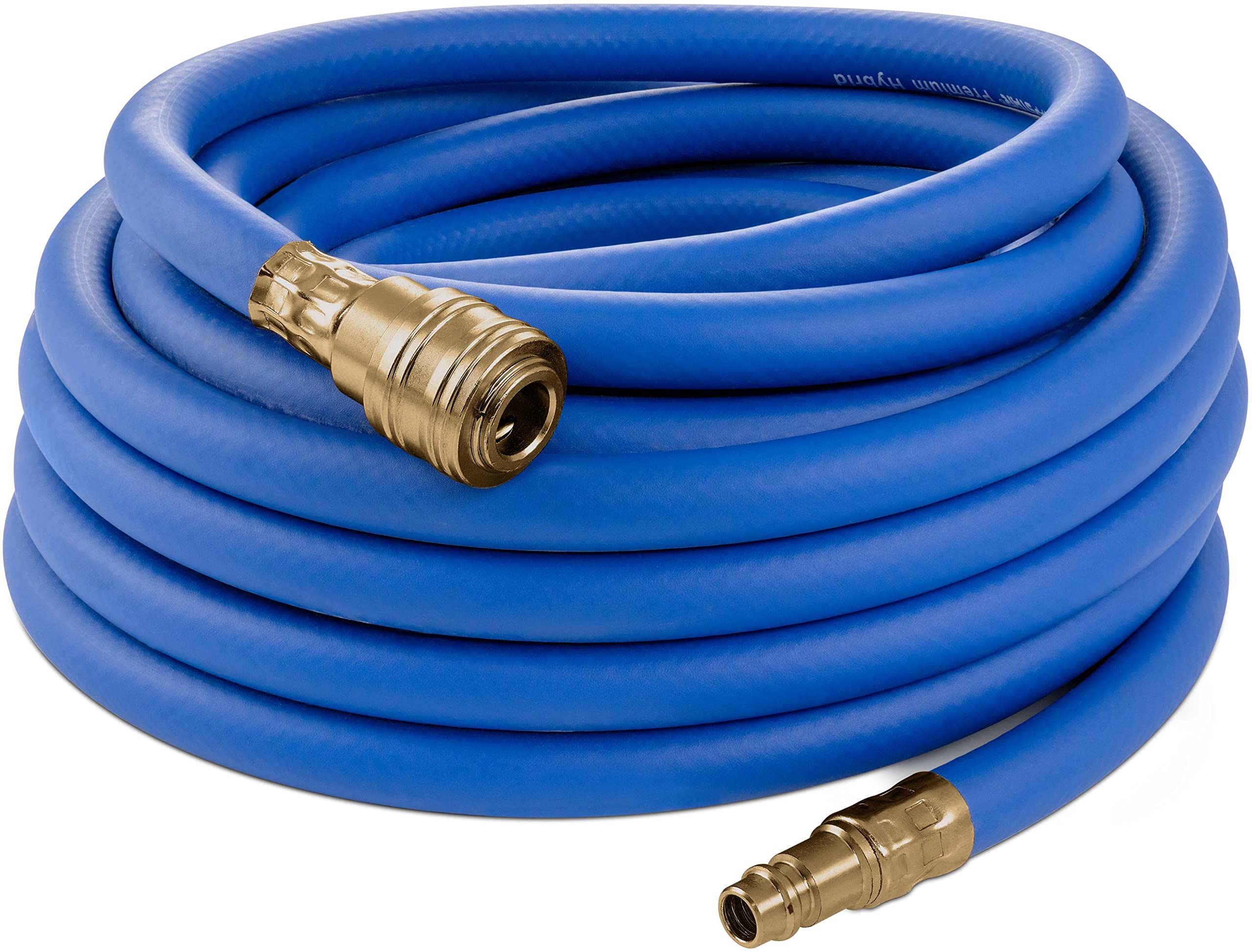 Poppstar Compressed Air Line Hose 10 m (Hybrid PVC Polymer, Inner Diameter 9.2mm with Brass Couplings) up to 300 PSI Blue