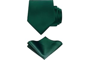 TIE G U STYLE TIE G Solid Satin Woven dyed Color Formal Black Necktie and Pocket Square Sets in Gift Box