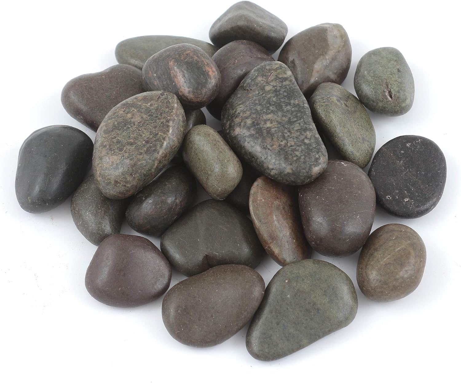 Hardscaping Materials - Shiny Stone Natural Decorative Polished Pebble Stones River Stones Rocks Gravel for Fairy Garden Aquarium Decoration 1 3/8'' 2.2lbs/35.27oz (Olive Green)