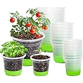 Bluepro 24 Packs 5/4/3.5 Inch Reinforced Nursery Pots with Silicone Base for Easy Transplant, Variety Pack Plastic Plant Pot Seedling Planter Seed Starter Flower