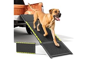 PAWABOO 74'' L & 20'' W Longest Dog Ramp for Car - Extra Wide Portable Pet Dog Ramps for Large Dogs, Dogs Cars Ramp for Car SUV/Truck/RV/Bed, Lightweight Ramps with Non-Slip Mesh Up to 280LBS, Black