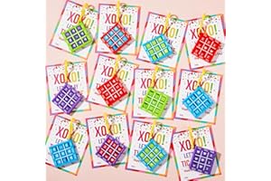 Drcurn Valentines Day Gifts for Kids, 24 Pack Tic Tac Toe Keychain Valentine Cards for Kids Classroom Exchange Gifts for Boy Girls Valentine School Party Favors
