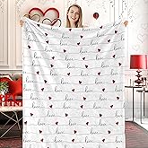 JarThenaAMCS Valentine Throw Blanket Love Hearts Fuzzy Blanket 50 x 60 Inch Romantic Romance Sweet Flannel Blanket for Home Chair Sofa Bed Couch