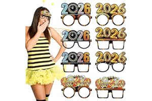 ABOOFAN 9Pcs Happy New Year Eyeglasses 2026 New Years Party Glasses Photo Prop for New Years Eve Party Supplies Decoration