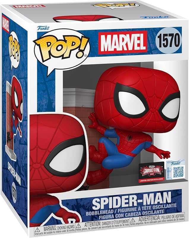 Pop! Premium: Spider-Man - Spider-Man Leaning - Marvel Comics- Exclusivité Amazon - Figurine en Vinyle à Collectionner - Idée de Cadeau