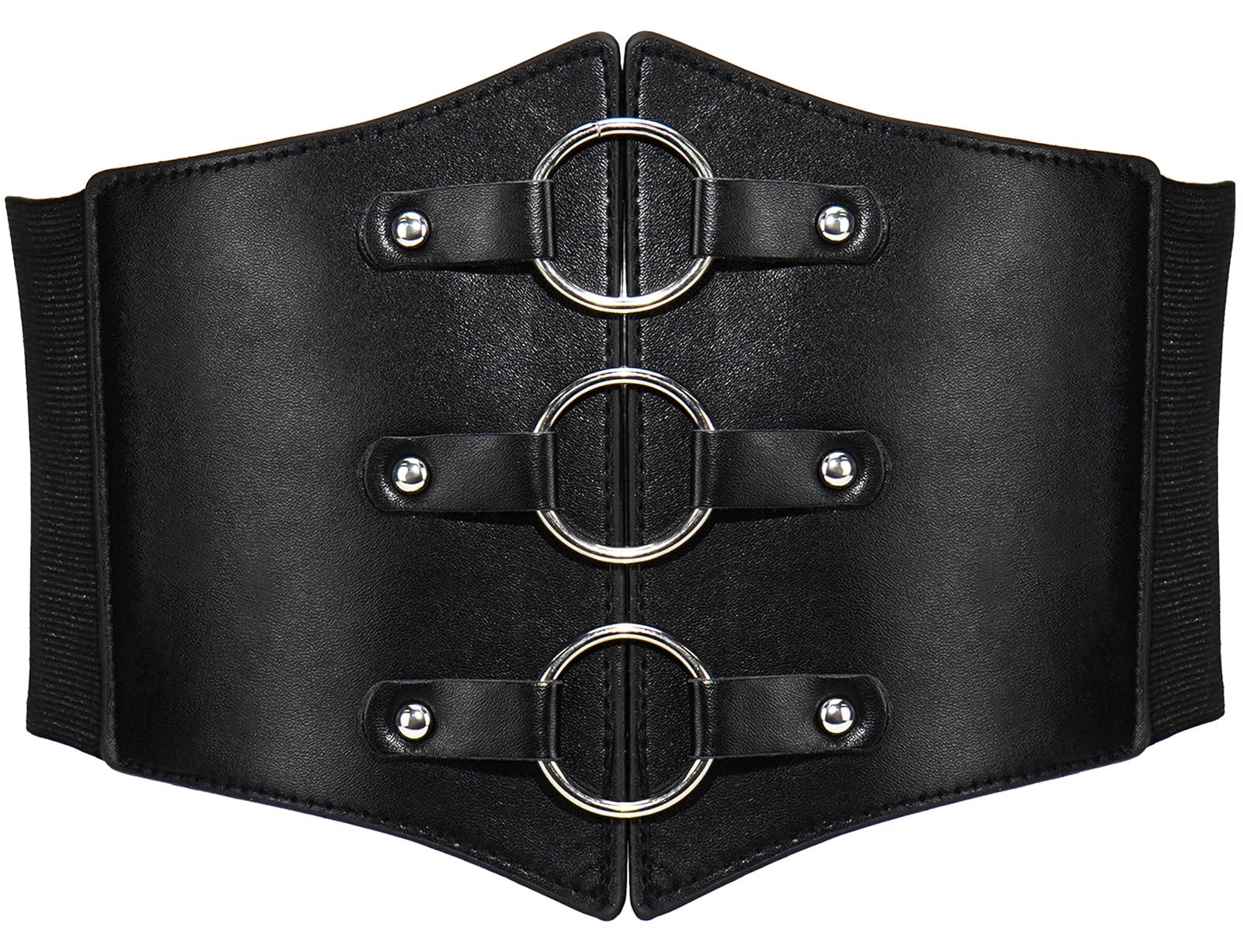Photo 1 of Liutufy Stylish Corset Belt Metal O-Ring Waistband Heart-Ring Waistband (Black circle XS)