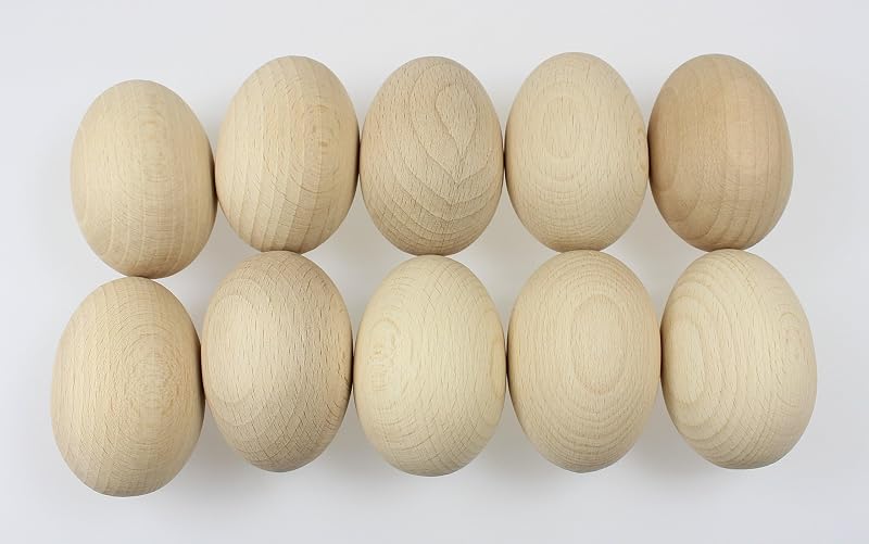 EFO Wooden Eggs 10pcs Beechwood Paintable Eggs for Crafts Easter Decor