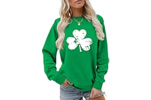 KZMFROY Women's St Patrick's Day Sweatshirt Lucky Charm Shamrock Irish Sweatshirt St. Patrick's Green Tops Retro Style Shirt