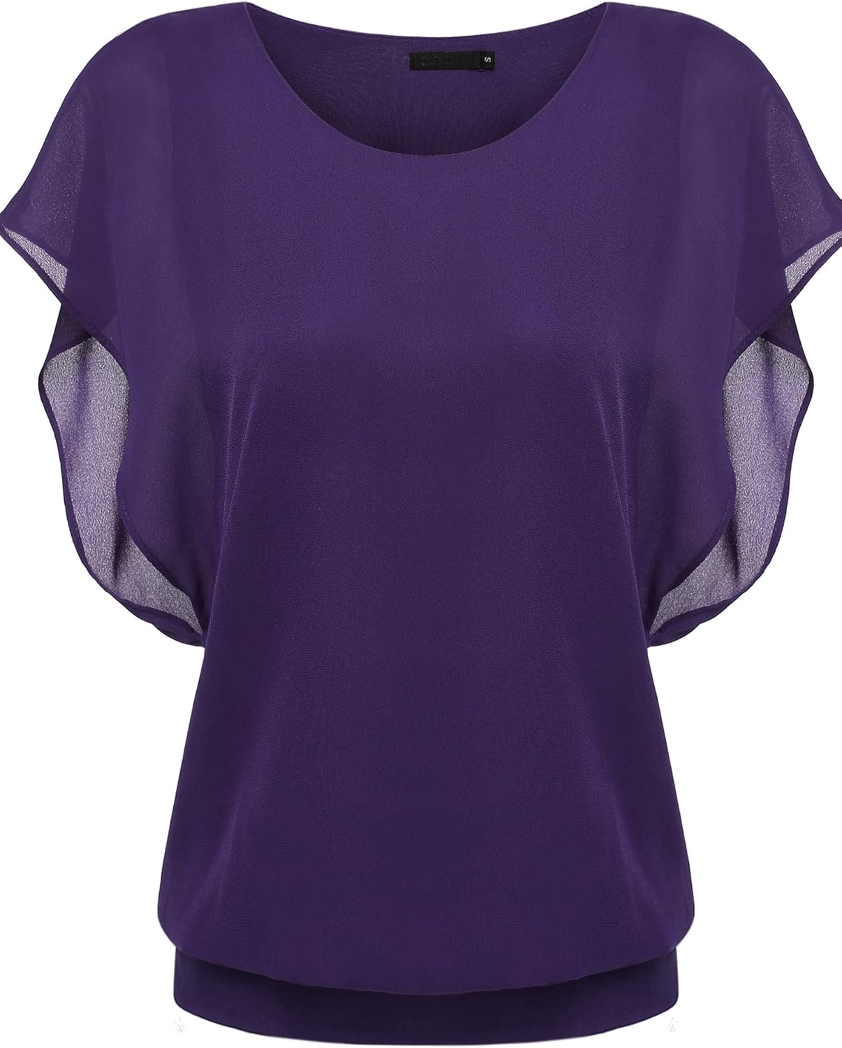Zeagoo Women's Chiffon Loose Lace Batwing Short Flutter Sleeve Blouse Tops at  Women’s Clothing store