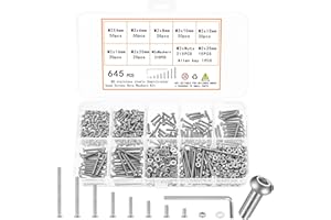QOOSIKICC 645 Pcs M2 Screws Kit, M2 Machine Screws and Nuts and Washers Set, Assorted Stainless Steel Button Head Socket Cap Screws Nuts and Bolts Assortment Kit, Metric Screw Assortment, Fully Threaded
