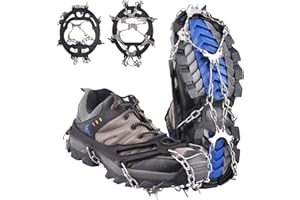 Ice Cleats Crampons Hiking Traction Spikes Snow Grips for Boots Shoes Ice Fishing Gear Women Men Kids Anti Slip 19 24 8 10 13